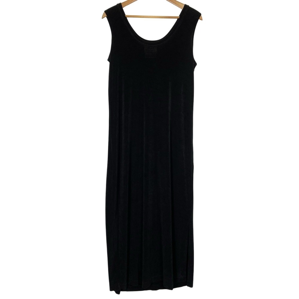 Flax by Jeanne Engelhart Dress Sz Medium Black Jersey‎ Maxi Sleeveless Stretch